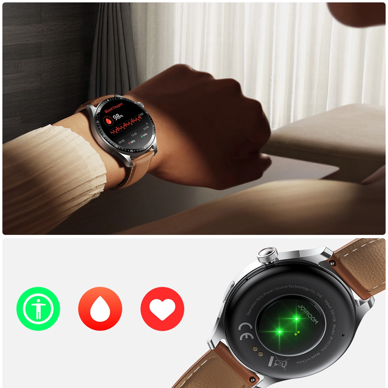 Smartwatch Joyroom Classic Series JR-FC2 PRO cu funcție de răspuns la apel - argintiu + curea cadou in cutie - Joyroom [6]