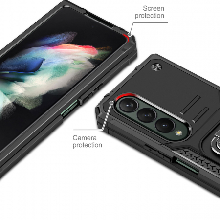 Husa Wozinsky Ring Armor pentru husa blindata Samsung Galaxy Z Fold 4 suport magnetic inel albastru [1]