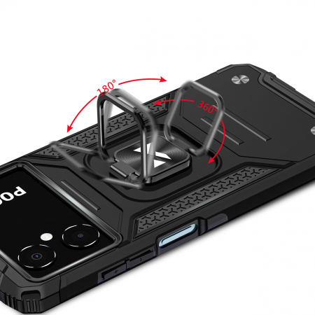 Husa Wozinsky Ring Armor pentru husa blindata Xiaomi Poco C40 suport magnetic inel negru [4]