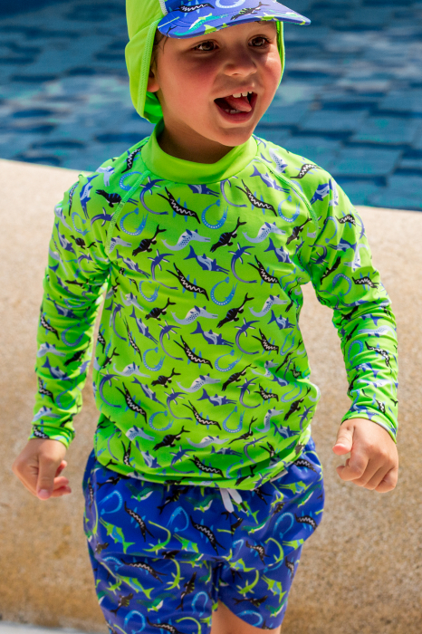Bluza pentru inot, Ocean Dinos, protectie UV 50+, verde, 80 cm [3]