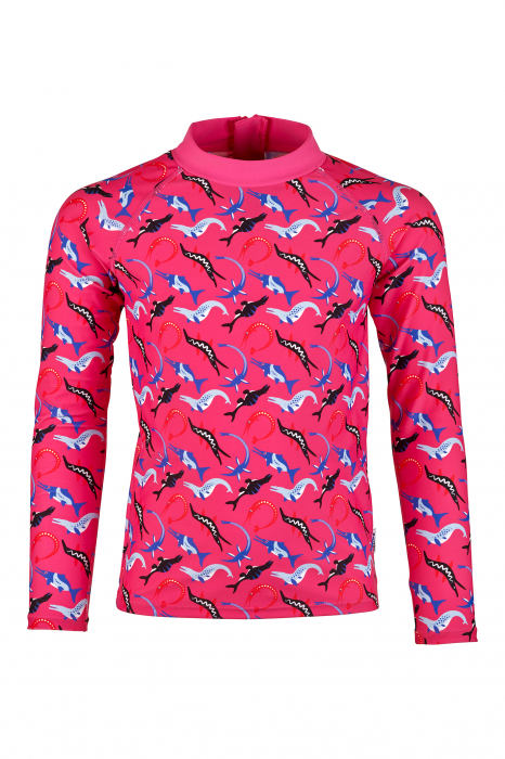 Costum baie copii 2 piese, Ocean Dinos, protectie UV 50+, roz/albastru, 152 cm [4]