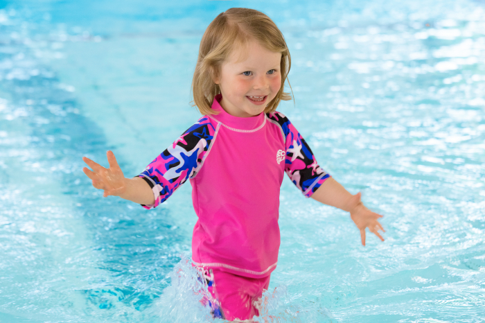 Costum baie copii 2 piese, protectie UV 50+, roz, 80 cm [4]