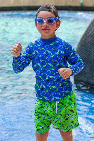 Bluza de inot, Ocean Dinos, protectie UV 50+, 80 cm, Albastru [3]