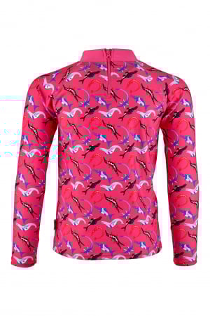 Costum de inot, Copii, 2 piese, Ocean Dinos, protectie UV 50+, 80 cm, Roz/Albastru [4]