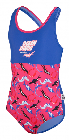 Costume inot pentru copii - Costum de inot, Fete, protectie UV 50+, Ocean Dinos, 80 cm, Roz