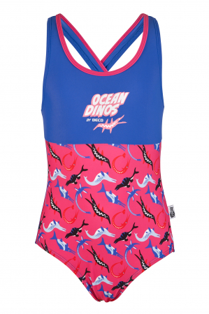 Costum de inot, Fete, protectie UV 50+, Ocean Dinos, 80 cm, Roz [1]