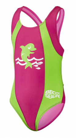 Costume pentru inot - Costum de inot, Fete, protectie UV 50+, 80 cm, Roz/Verde