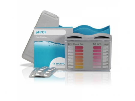 Tratarea apei - Dispozitiv testarea apei + Tablete de testare 20 pH / 20 Cl, Bayrol, Pool Tester  pH + Clor