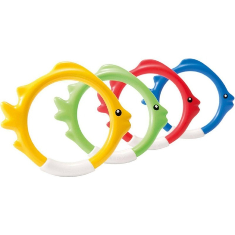 Jocuri de apa - Set 4 inele scufundari sub forma de pesti , multicolori