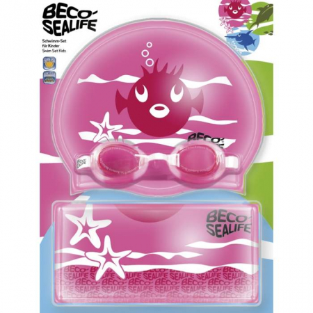 Set inot copii ,casca+ ochelari +saculet echipament, roz [1]