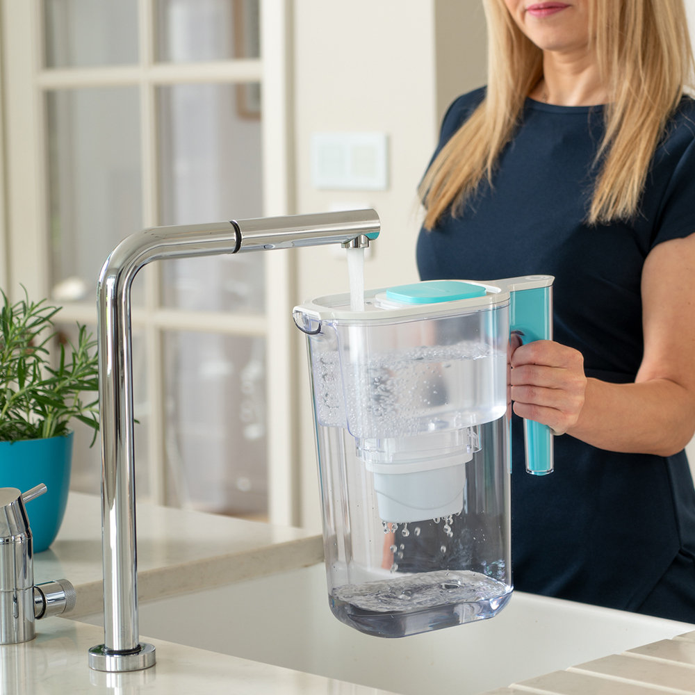 6 filtre Evolve + Cana filtranta de apa Aqua Optima Perfect Pour, albastru, 3,6 litri [3]
