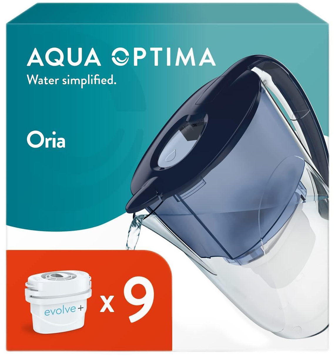 9 filtre de apa Evolve + Cana filtranta Aqua Optima Oria, 2,8 litri, Albastru [5]