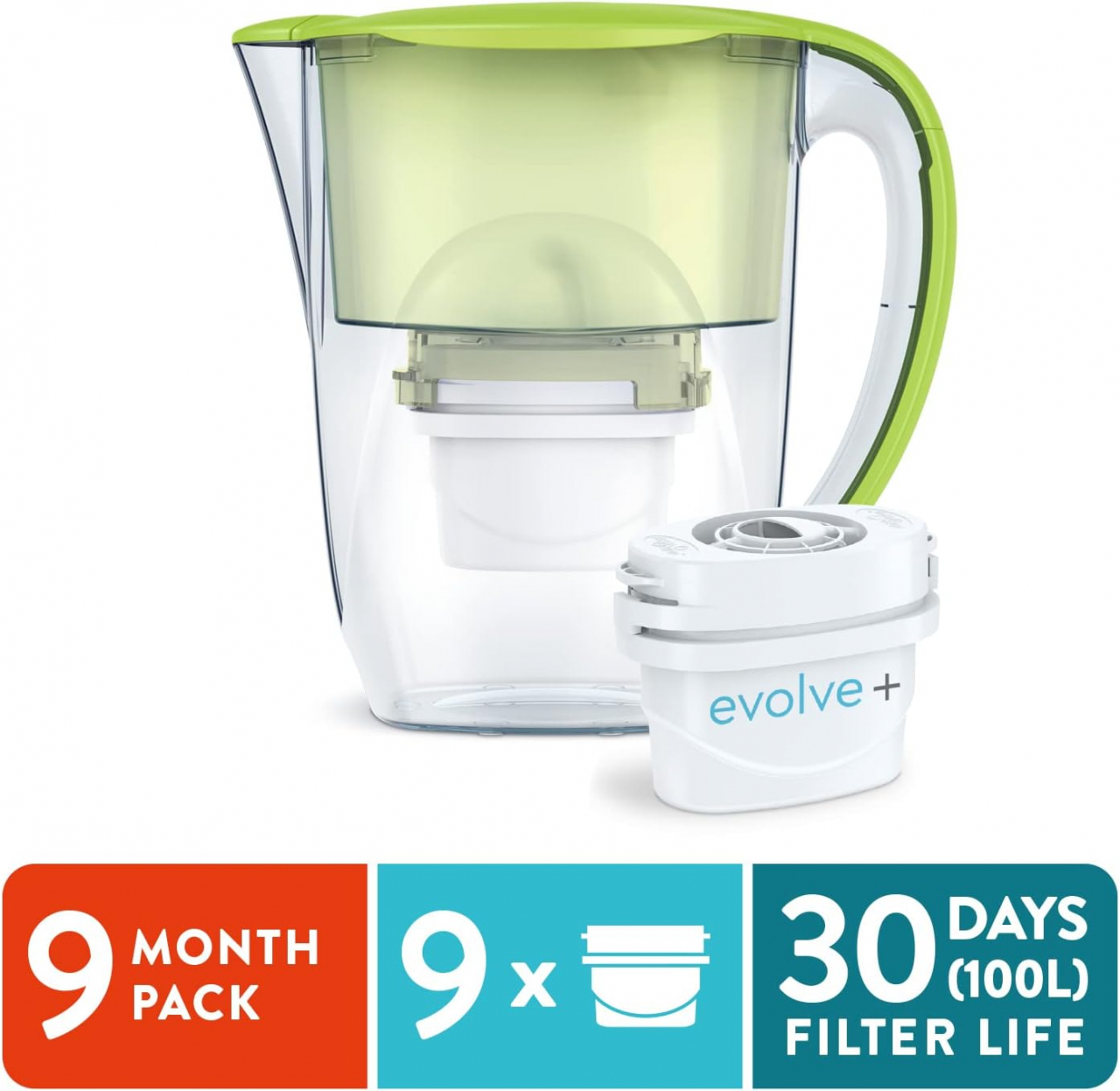 9 filtre de apa Evolve + Cana filtranta Aqua Optima Oria, 2,8 litri, Verde [2]