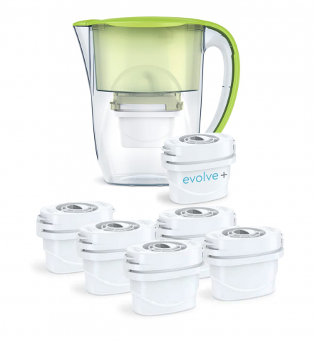 Căni filtrante de apă - 6 filtre de apa Evolve + Cana filtranta Aqua Optima Oria, 2,8 litri, Verde