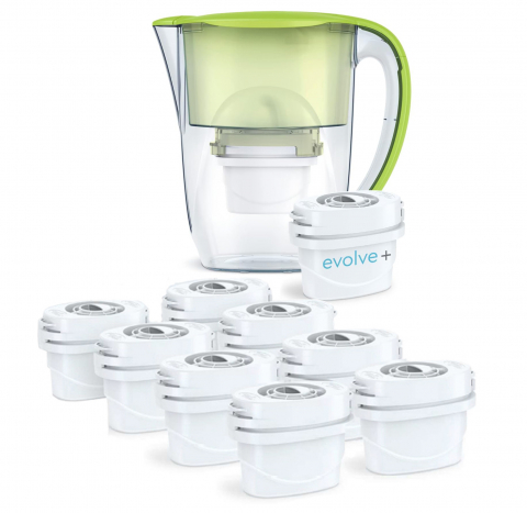 Căni filtrante de apă - 9 filtre de apa Evolve + Cana filtranta Aqua Optima Oria, 2,8 litri, Verde