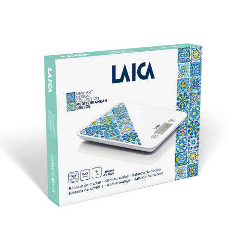 Cantar electronic de bucatarie Laica KS5013, 10 kg, albastru, design mediteraneean [2]