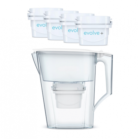 Căni filtrante de apă - Pachet Cana filtranta Aqua Optima Liscia, 4 filtre Evolve