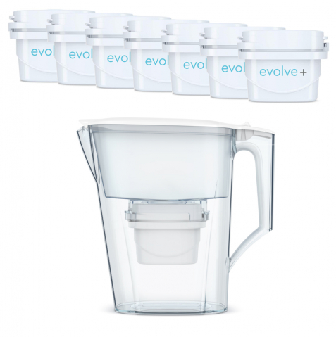 Căni filtrante de apă - Pachet Cana filtranta Aqua Optima Liscia, 7 filtre Evolve
