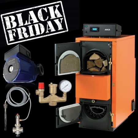 FOCAR INOX - PACHET CENTRALA LEMNE GAZEIFICARE ARCA ASPIRO 43RI INOX – 41KW - BLACK FRIDAY