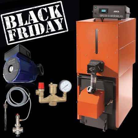 CENTRALE PELETI - PACHET CENTRALA TERMICA PELETI ARCA GRANOLA AUTOMATICA 30R – 30KW - BLACK FRIDAY