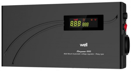 ACCESORII - Stabilizator de tensiune cu releu, slim Well AVR-REL-SLIMPOWER1000-WLL, 1000VA / 600W