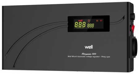 ACCESORII - Stabilizator de tensiune cu releu, slim Well AVR-REL-SLIMPOWER500-WL, 500VA / 300W