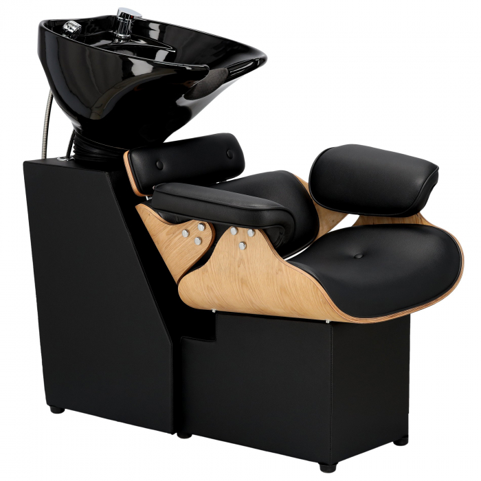 Mobilier salon Coafor cu 2 scaune frizerie si scafa profesionala, Wood [5]