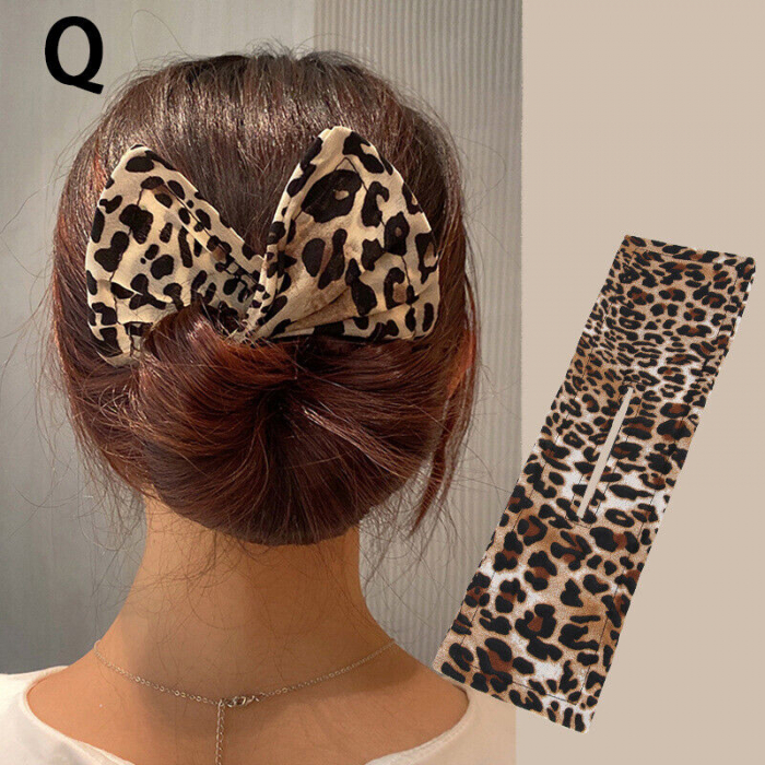 Bentita par pentru coc, textila, cu margini metalice, twister, animal print [2]