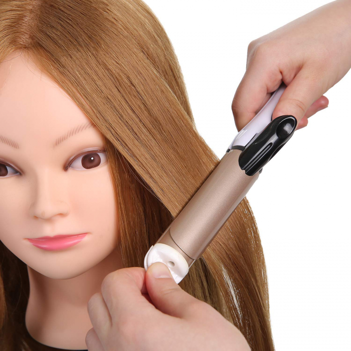 Cap de practica manechin cu par natural 100%, blond, se poate ondula si folosi placa, 55-60cm [4]
