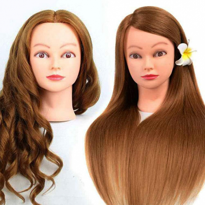 Cap de practica manechin cu par natural 100%, blond, se poate ondula si folosi placa, 55-60cm [3]