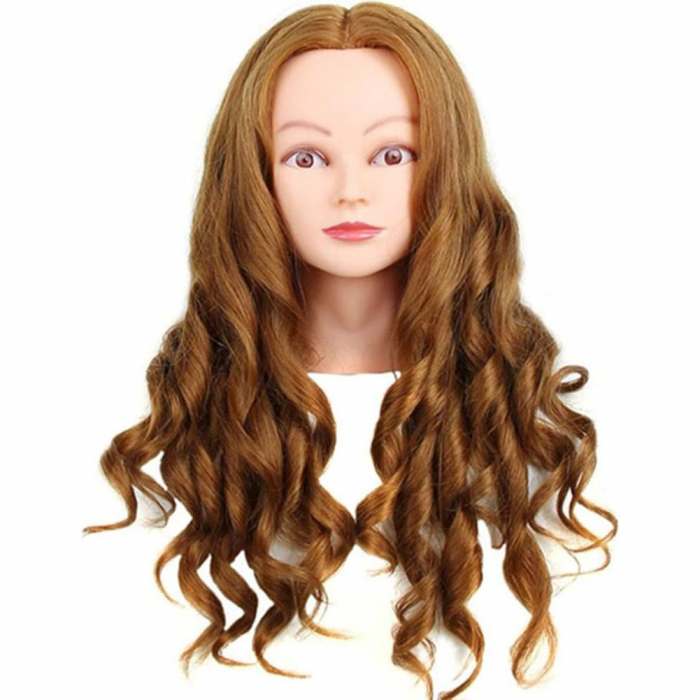 Cap de practica manechin cu par natural 100%, blond, se poate ondula si folosi placa, 55-60cm [2]