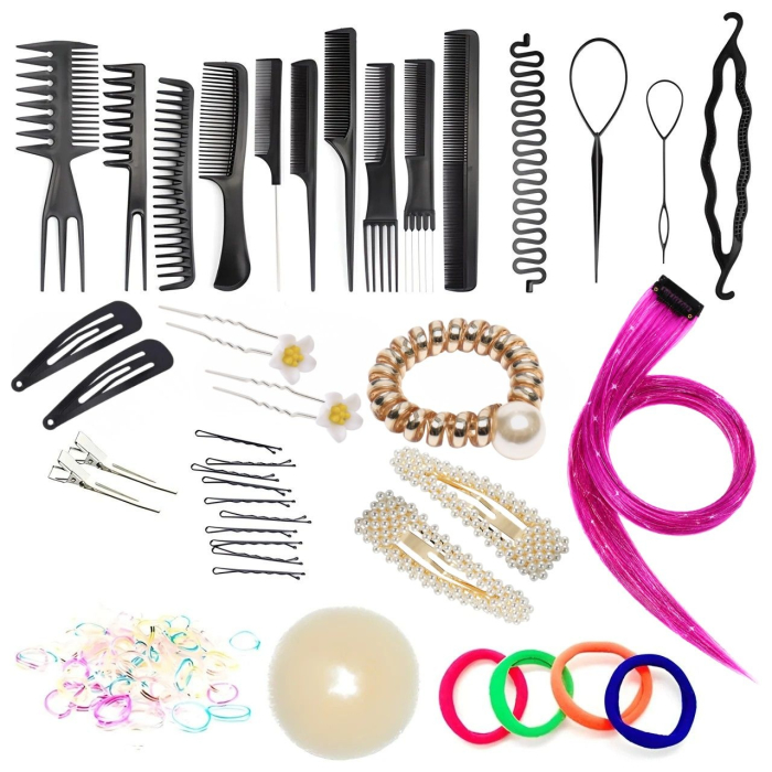 Cap de practică manechin cu păr sintetic 60 cm blond – pentru tuns, coafat, împletituri, accesorii incluse + suport de masă [3]