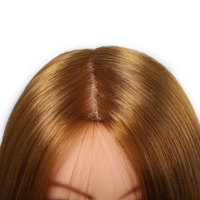 Cap manechin de coafat pentru salon frizerie coafor, 55 cm, Auriu, cu suport [5]