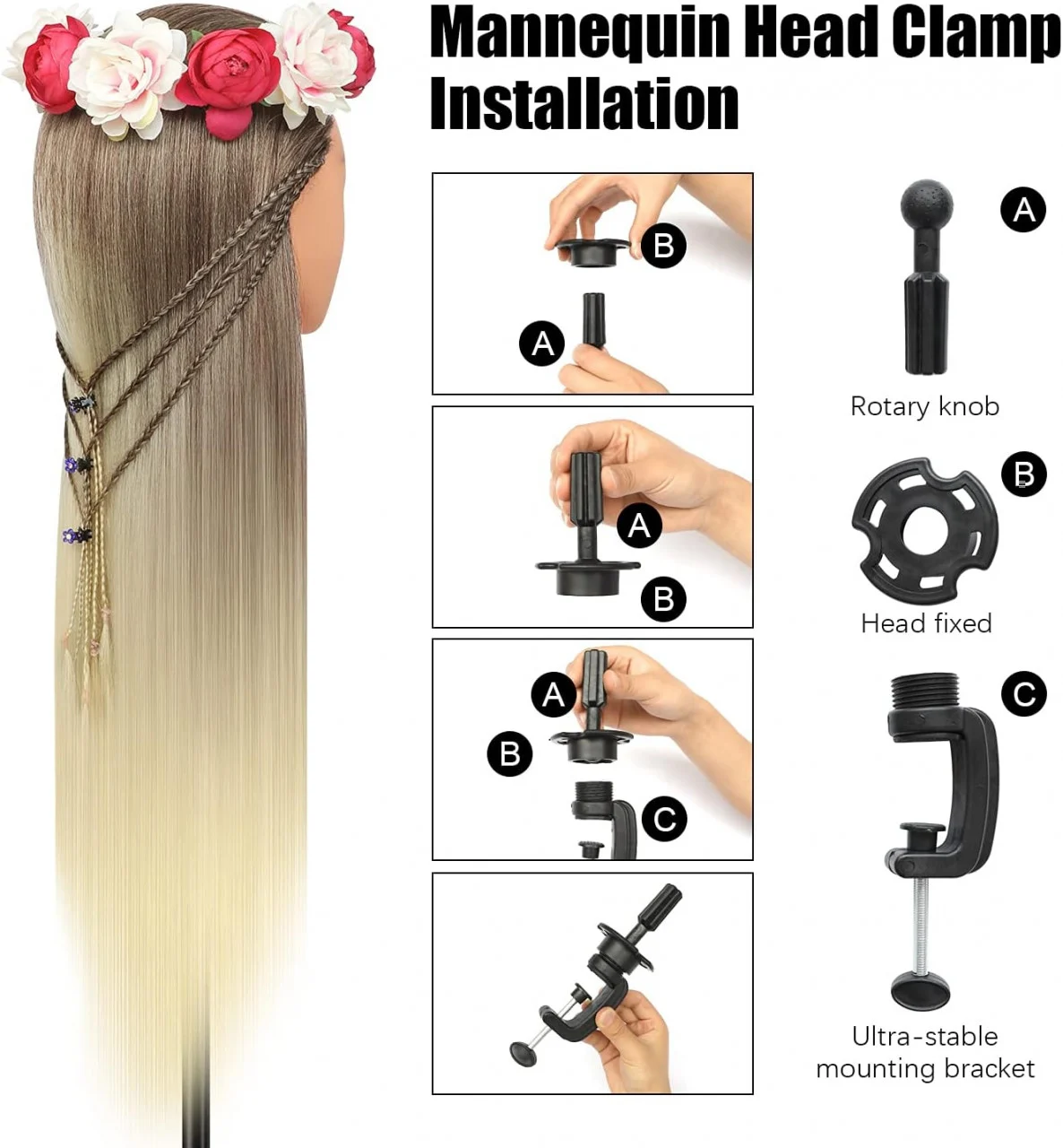 Cap practica coafor Blond Ombre 60 cm [7]