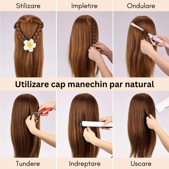 Cap practica manechin cu par natural 100% · 50 cm [3]