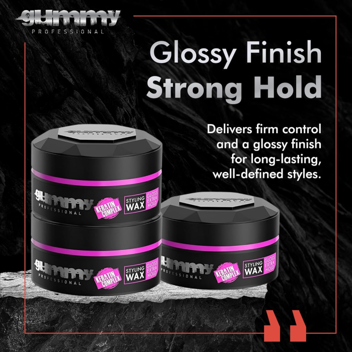 Ceară de păr - Gummy Professional Hair Styling Wax Extra Gloss Hold 150ml – Fixare Extra Puternică, Finish High-Gloss [3]