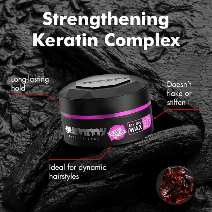 Ceară de păr - Gummy Professional Hair Styling Wax Extra Gloss Hold 150ml – Fixare Extra Puternică, Finish High-Gloss [5]