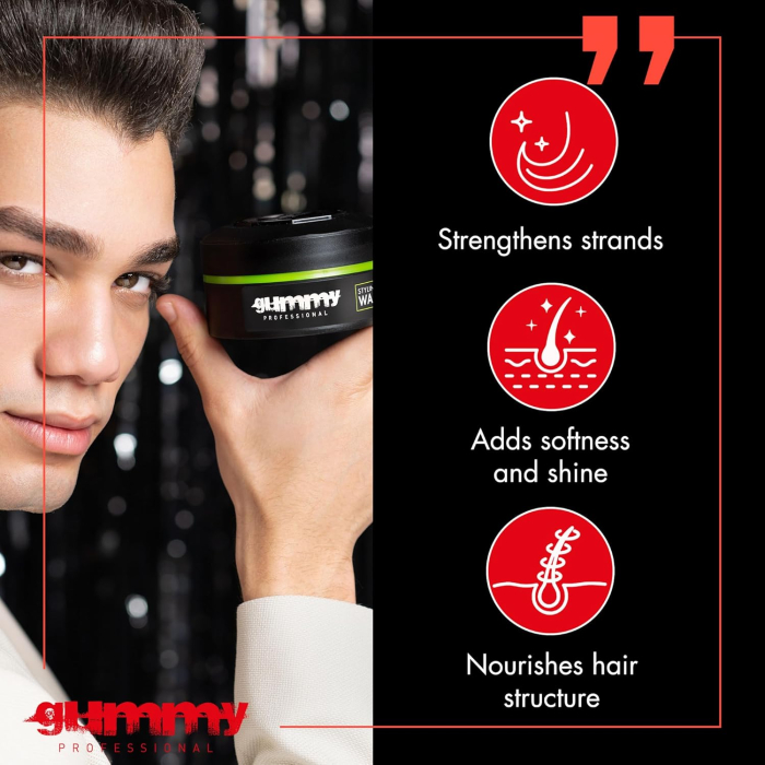 Ceară de păr - Gummy Professional Hair Styling Wax Matte Finish 150ml – Fixare Puternică, Finish Mat, Control Profesional [5]