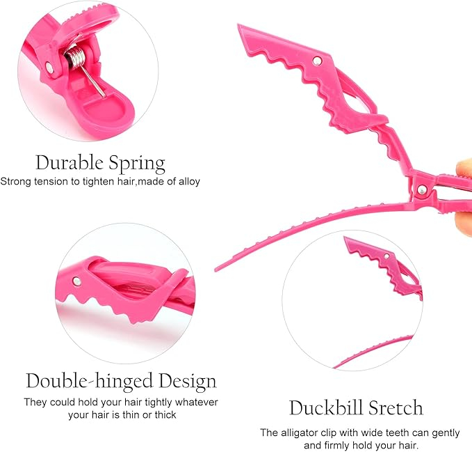 Clipsuri coafor profesionale, tip crocodil, 11.5cm, plastic dur, mov, 6buc [5]