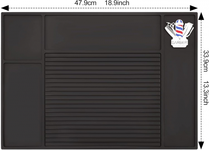 Covoras din cauciuc pentru organizare ustensile frizerie Ardette, antiderapant, 48X33cm [5]