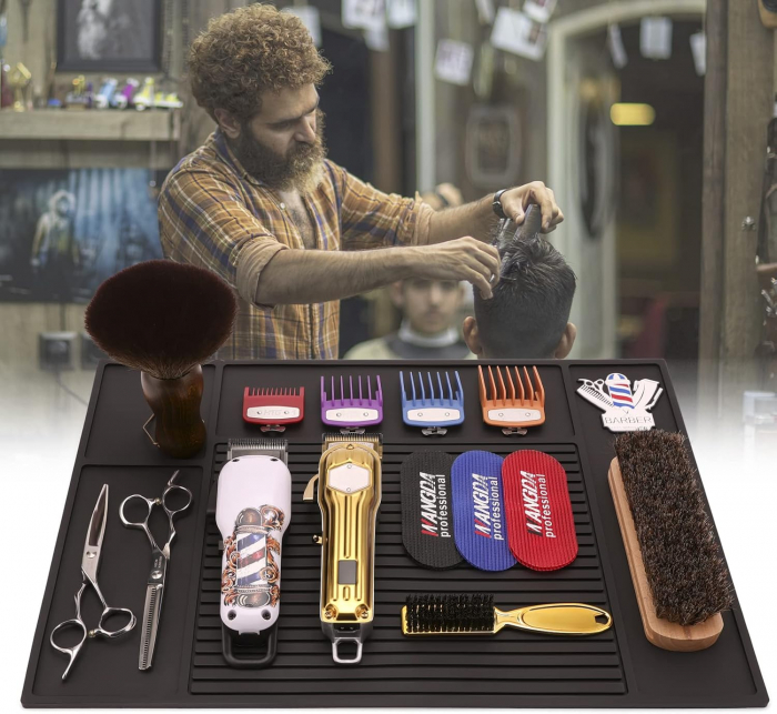 Covoras din cauciuc pentru organizare ustensile frizerie Ardette, antiderapant, 48X33cm [2]