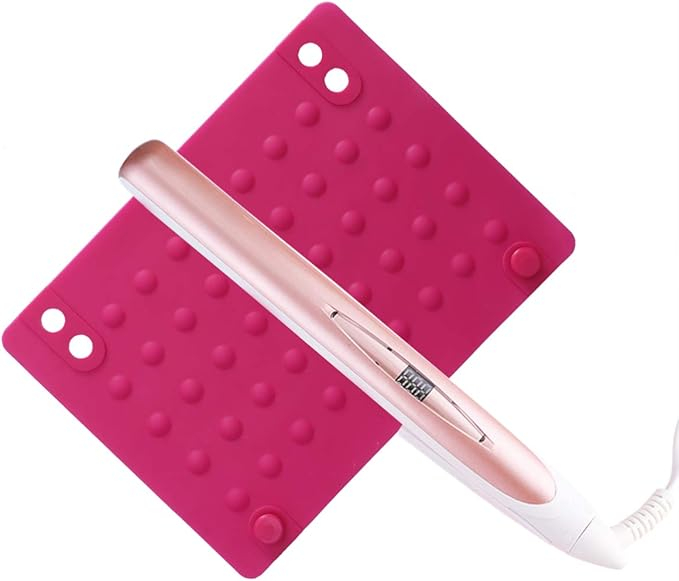 Covoras din silicon protectie termica pentru placa de par, ondulator, roz, 25x18cm [2]