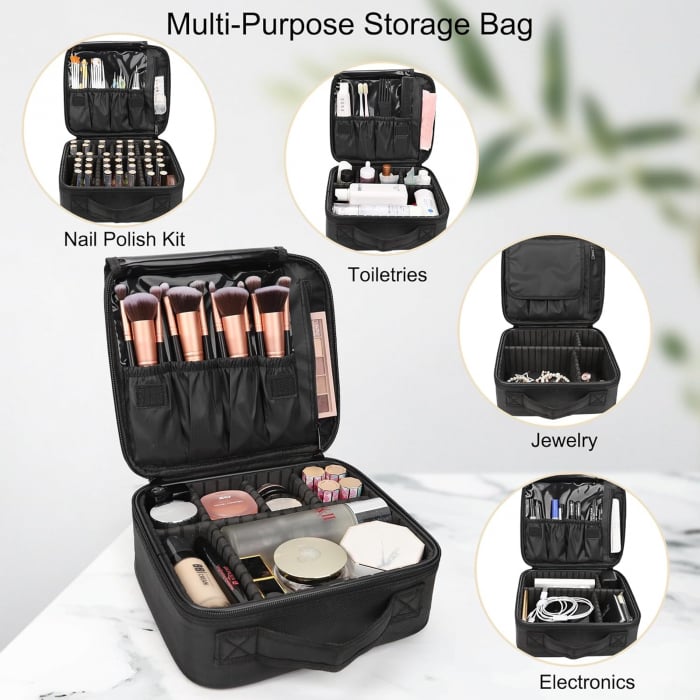 Geanta cosmetice makeup, verde smarald, 26x23x9 cm, pentru voiaj, calatorie [3]
