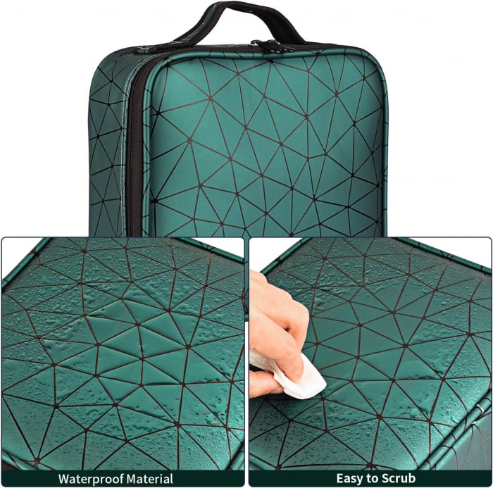 Geanta cosmetice makeup, verde smarald, 26x23x9 cm, pentru voiaj, calatorie [11]
