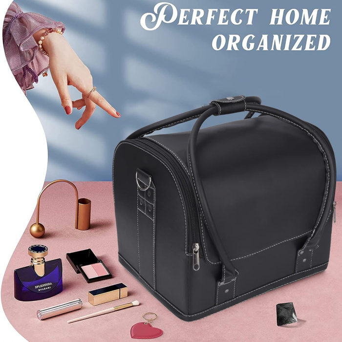 Geanta cosmetice profesionala, Beauty Case Make Up, NEGRU MAT, 30x24x25cm [7]