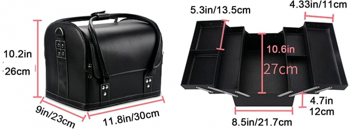 Geanta cosmetice profesionala, Beauty Case Make Up, NEGRU MAT, 30x24x25cm [3]