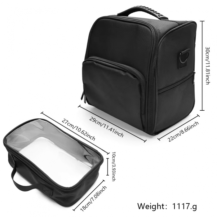 Geanta voiaj, transport cosmetice, produse frizerie, cu 3 portfarduri detasabile, 30x29x22 cm [10]