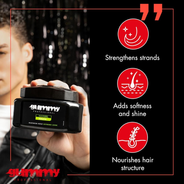 Gel de păr - GUMMY KERATIN - 220 ml – Fixare Extremă, Luciu Intens, Control Profesional [3]