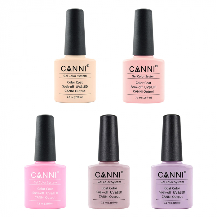 Kit unghii semipermanente Essential Nude cu lampa UV LED 90 W, 5 oje, baza, top si accesorii [2]