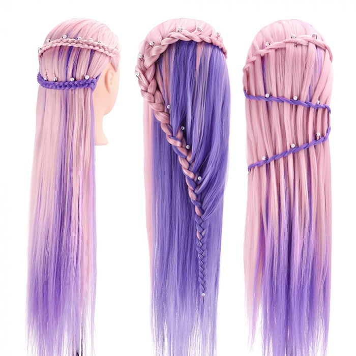 Manechin coafor cu accesorii pentru exersat coafuri Vero roz-mov [2]